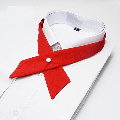 Tie for Men Women Adjustable Criss-Cross Bowtie School Uniform Pre Tied Bows for Girls Neck Tie Accessories bowtie03 - color: Red