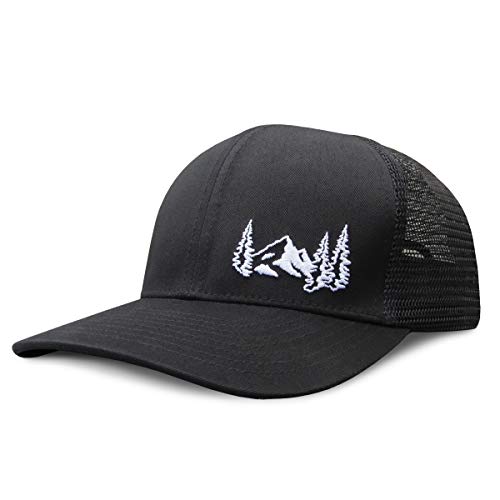 Grace Folly Trucker Hat for Men or Women- Many Cool Designs - color: Mountain- Black