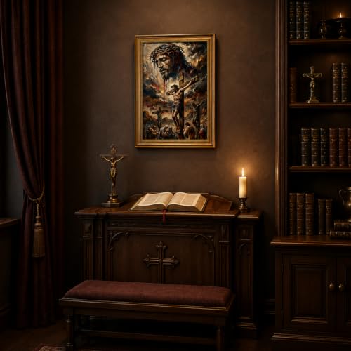 Framed Christian Relief Canvas Wall Painting 12x16 Inches For Living Room - color: Religion - 5, size: 12x16in