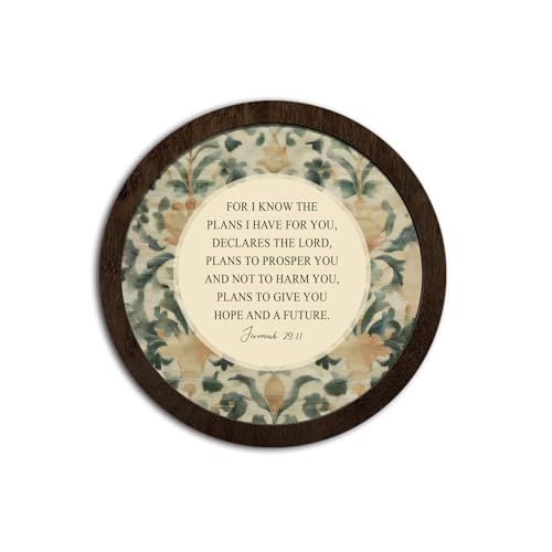 CFFJLHN Vintage Floral Christian Wall Art Decor, Jeremiah 29:11 Bible Verse Religious Scripture Round Hanging Wall Decor for Home Bedroom Living Room Church Prayer Room, 10x10 Inch - color: Future