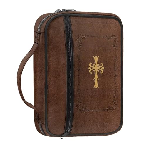 Bible Cover Church Carrying Book Case Polyester Bible Protective with Pen Slots and Zippered Pocket Customizable - color: Cross Bible Quotes