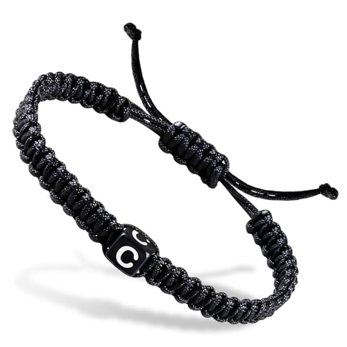 Handmade Letter Initial Bracelets A M K for Women Men Teens Cross Bracelet Black Rope Braided Jewelry Jesus Christian Bracelets Gift - color: C