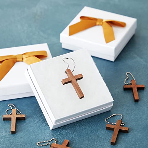 Bright Creations Mini Cross Keychain - 50-Pack, Dark Brown Wood, 1.2 x 1.7 In - Christian Keychain Set for DIY Craft & Necklace & Bracelet Accent