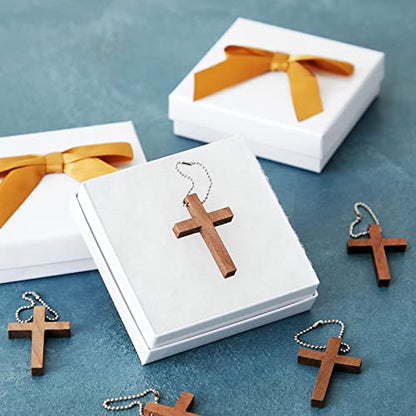 Bright Creations Mini Cross Keychain - 50-Pack, Dark Brown Wood, 1.2 x 1.7 In - Christian Keychain Set for DIY Craft & Necklace & Bracelet Accent