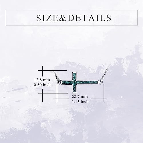YFN Cross Necklace Sterling Silver Religious Cross Pendant Jewelry Christian Gifts for Women Men - style: E. Turquoise