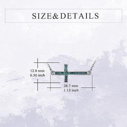 YFN Cross Necklace Sterling Silver Religious Cross Pendant Jewelry Christian Gifts for Women Men - style: E. Turquoise