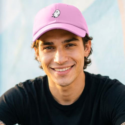 DALIX Ghost Embroidered Mens Womens Cotton Dad Hat Baseball Cap Adjustable - color: Light Pink