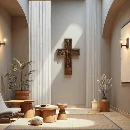 Texphw Wood Cross - Christian Hanging Wall Mantel Decor with Blessed Jesus Design Enrich Your Home Prayer Room or Church with Religious Art Gifts Ideal for Christmas Table Decor and Wall Art, 10 inch - size: 10"L x 6.2"W