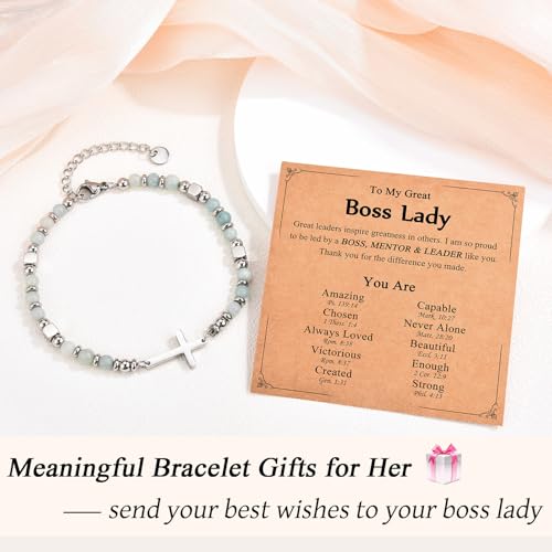 Religious Cross Bracelet for Women Girls, Christian Gifts - color: Boss Lady