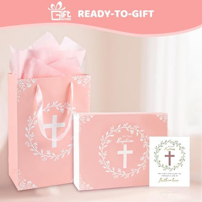 GiftAmaz Baptism Gifts Set for Girls, Christening Dedication Gifts - color: Pink Baptism Gifts Set for Girls