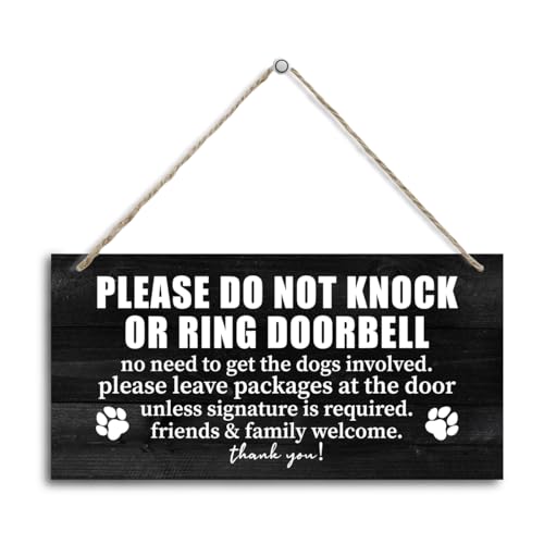Please Do Not Disturb Wood Door Sign - Do Not Knock or Ring Doorbell, No Need to Get the Dogs Involved - Hanging Printed Wooden Plaque Decor, 12x6 inch (B2) - color: color02