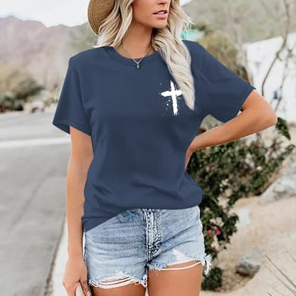 Christian Shirts for Women Psalms 91 Jesus Shirt Religious Faith God Tshirt Bible Verse Inspirational Tees Tops - color: Navy Blue, size: XX-Large