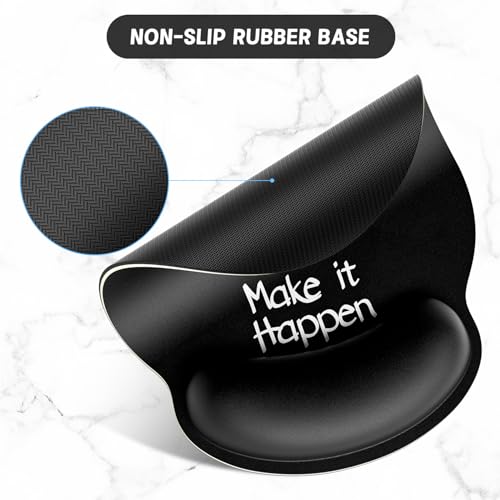 ITNRSIIET Ergonomic Mouse Pad with Wrist Support Wrist Rest Smooth Surface Non-Slip Rubber Base Comfortable Office Supplies Pain Relief, 9.8 x 9.1 inches, Inspirational Quote Black - color: Inspirational Quote Black