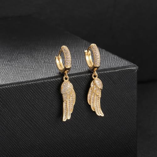 Gold Plated Angel Wing Earrings with stones