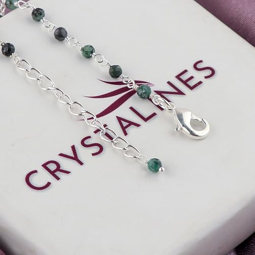 Natural Gemstone Cluster Anklets, Silver Plated Rosary Ankle Bracelet, Handmade Boho Jewelry for Women, Hypoallergenic Lightweight Crystals Beads Chain, Gift for Her, 9+1.50inch