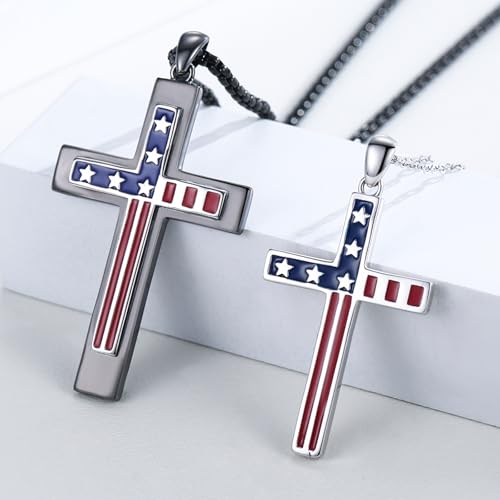 TUGHRA Couples Necklace Sterling Silver His and Hers Matching Necklace, Pendant Couples Jewelry Gifts for Couple Her Him - style: 02-Independence Day Flag