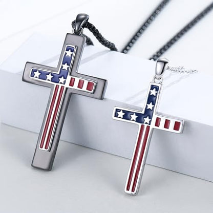 TUGHRA Couples Necklace Sterling Silver His and Hers Matching Necklace, Pendant Couples Jewelry Gifts for Couple Her Him - style: 02-Independence Day Flag