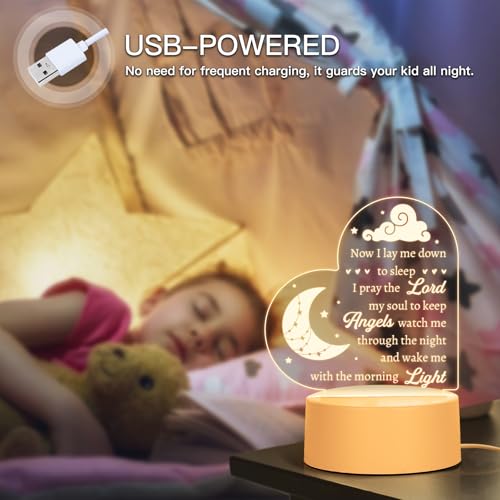 Baptism Gifts for Girl Boy, Cozy Baby Nursery Night Light for Bedtime Prayer, Baby Christening Gifts for Boys Girls Kids, Dedication Baptismal Confirmation Gifts, Baby Room Decor, Baptism Decorations