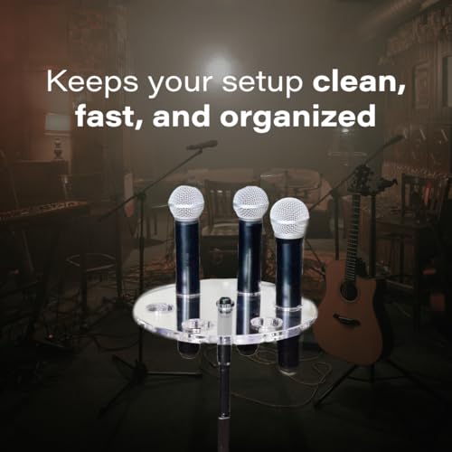 Multi Mic Holder – Holds 6 Mics | Clear Acrylic Mic Stand Organizer for DJ, Church, Stage & Studio | Fits Standard Mic Stands | Supply Goose | Wireless Mic Holder - style: Circle