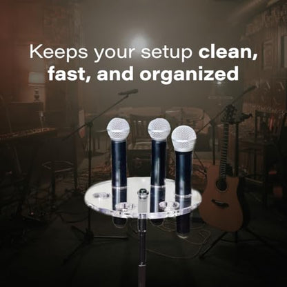Multi Mic Holder – Holds 6 Mics | Clear Acrylic Mic Stand Organizer for DJ, Church, Stage & Studio | Fits Standard Mic Stands | Supply Goose | Wireless Mic Holder - style: Circle