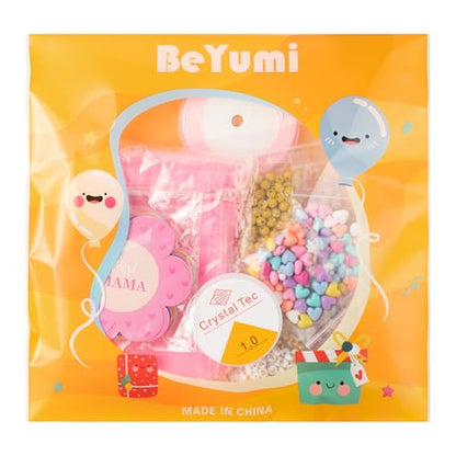 BeYumi Mom Bracelet Craft Kit - 24 Pack Mother's Day Mama Letter Heart Beads Bracelets with Flower Gift Cards and Bags DIY Thankful Craft Kit to Mothers School Classroom Family Party Fun Activities - style: MAMA