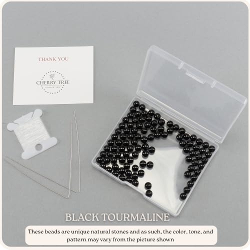 Cherry Tree Collection 100PCS 6mm Black Tourmaline Round Bead Craft Kit - color: black tourmaline, size: 6mm