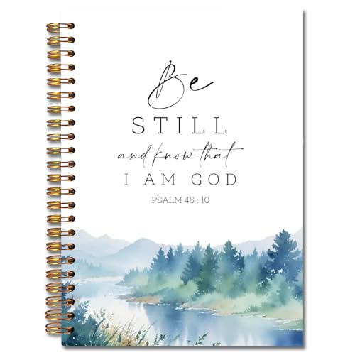 Be Still and Know That I Am God Christian Spiral Notebooks, Psalm 46:10 Bible Verse Journal, Scripture Journals for Writing, Religious Notebook for Note Taking, 5.5x8.3 Inch - color: white Bible Notebook-3