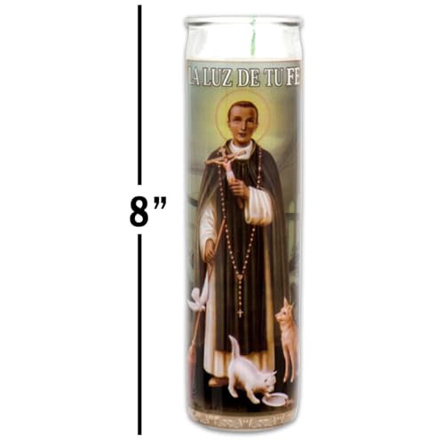 San Martin De Porres 3 Pack of 8 Inch White Religious Candles - Bundle with 3 Saint Martin De Porres Candles for Vigils, Prayers, Blessing Ceremonies, and More