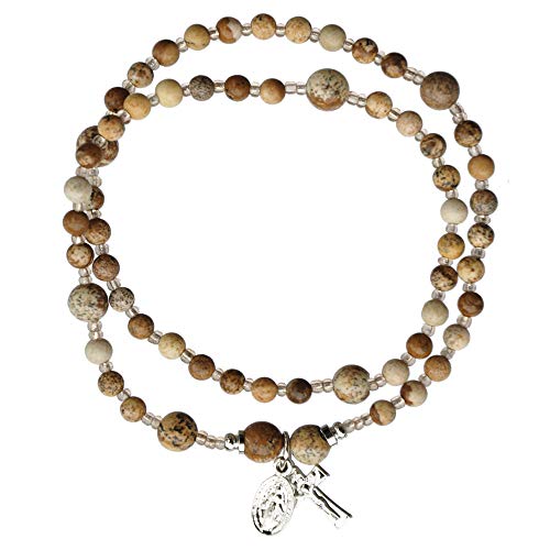 SINECERA Picture Jasper Twist 4mm Rosary Bracelet
