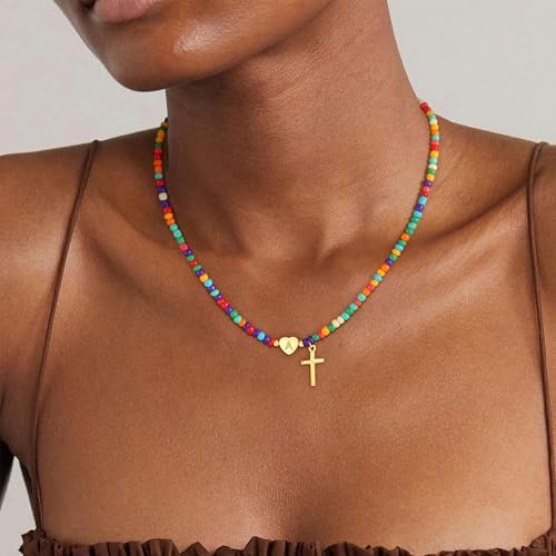 18K Gold Plated Colorful Initial Necklaces for Girls Women Kids - color: GOLD-A