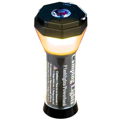 PD20W Fast Charging 500 Lumens Camping Lantern with 5 Models Lights Can Be Magnet Stick and A 1/4 Inch Screw Socket Hold On Pole (Warm-White Lantern+Black Body) - color: Warm-White Lantern+Black Body