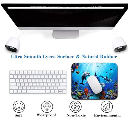 Dolphins Mouse Pad, Gorgeous Marine Organism Underwater Landscape Desk Mat - color: Custom Designs Art 053