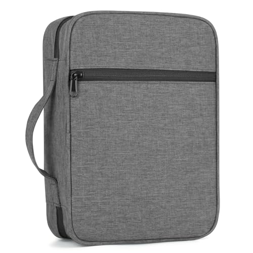 GERMUN Bible Cover with Durable Handle, Carrying Book Case Church Bag Bible, Protective with Zippered Pocket, Bible Study Accessories Supplies, Book Protector for Book Lovers, Grey - color: Grey