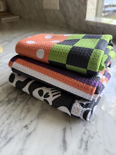 Kitchen Towels, Dish Towels for Kitchen, 3 Pc Kitchen Towel Set - color: Halloween Multi