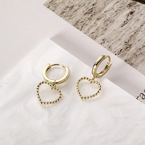 DAILY VIBES Cute Gold Mini Dangle Huggie Hoop Earrings for Women Trendy - color: Hollow Heart A