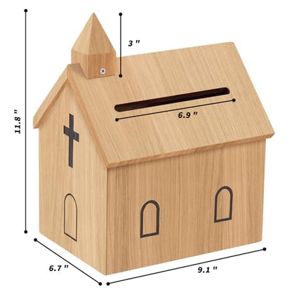 Offering Boxes for Church - Prayer Request Box, Wood Church Offering Collection Tithing Donation Fundraising Box 9.1 x 6.7 x 11.8 in