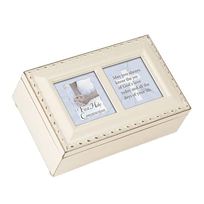 Cottage Garden First Holy Communion Know The Joy Matte Ivory Rope Trim Petite Music Box Plays Ave Maria