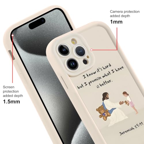for iPhone 15 Pro Max 6.7'' Cute Bible Verse Bear Phone Case - color: White-Jesus Bear, size: iPhone 15 Pro Max
