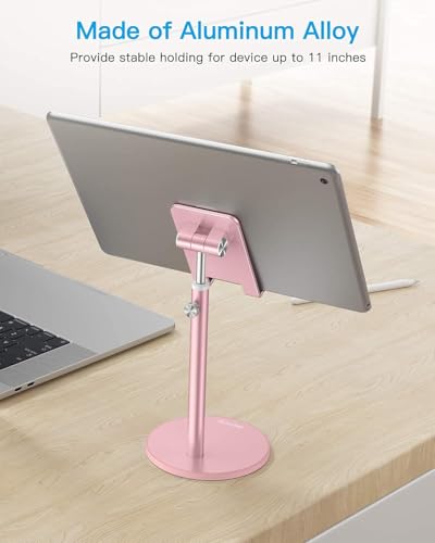 OMOTON CA04 Aluminum Tablet Phone Stand, Adjustable Desk Stand Rose Gold - color: rose gold