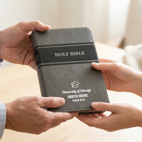 Personalized KJV Bible, Custom Name, School Name, Class of 2026 Design, King James Version, Red Letter, Deluxe Gift Edition, High School or Collage Graduate, Graduation Gift, Gray - color: Kjv Gray Deluxe, size: King James Version