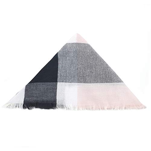 American Trends Scarfs for Women Winter Triangle Scarf Classic Plaid Warm Scarf Soft Scarves Knitted Wrap Shawl - color: A Triangle Pink & Black