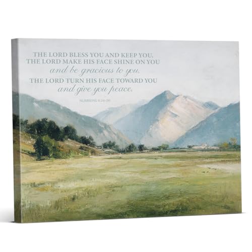 Christian Bible Verse Wall Art Decor Scripture Numbers 6:24-26 Landscape Print Picture Painting Vintage Religious Wall Decor for Prayer Room Farmhouse 8x10 Inch Canvas Framed - color: color-I