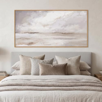 DRACIT Large Neutral Abstract Framed Canvas Wall Art Set-20"x40" - color: Beige Neutral Abstract Wall Art, size: 40"L x 20"W