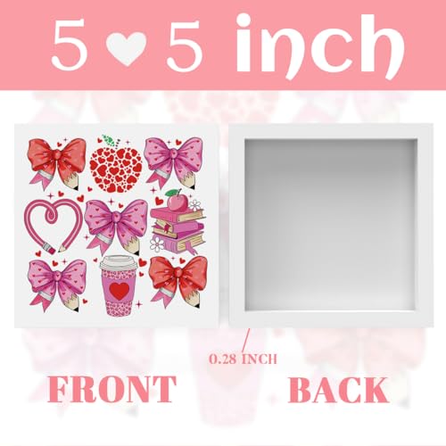 Teacher Valentine Decor Gift, Vintage Valentines Day Gifts for Teachers, Teacher Appreciation Gifts, Birthday Thank You Gift, Pink Heart Bow Pencil Wooden Box Sign for Office Desk Decor - color: Pink Heart Bow Pencil