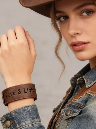 GelConnie Leather Cuff Bracelet Punk Braided Bracelets Rock Leather Wristbands Faux Mens Leather Bracelet Gothic Viking Bangle Adjustable Wrap Bracelet for Women,Men - color: Light Engraved Leather Bracelet