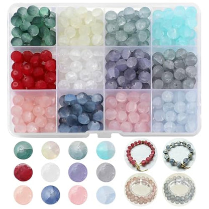300Pcs 8mm Frosted Glass Beads for Bracelet Making Kit - color: Frosted