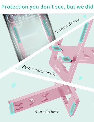 Aoviho Foldable Cell Phone Stand for Desk, Portable Phone Holder,Pink - color: Pink