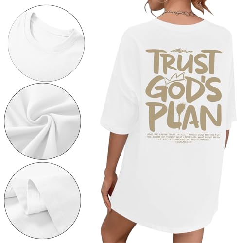 Christian Shirts for Women God Faith Shirt Jesus Oversized Religious Tees Bible Verse Tee Graphic Inspirational Tops - color: White, size: XX-Large
