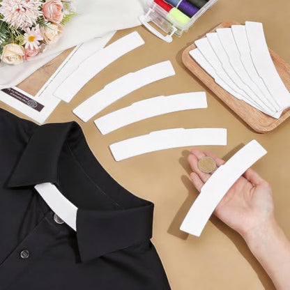 OLYCRAFT 12Pcs Tab Collar Inserts for Shirts White Foam Semi-Curved Collars White Tab Collars Replacement Collar Card Accessory Replacement Tabs for Clergy Formal Shirt 7.3x1.3 Inch