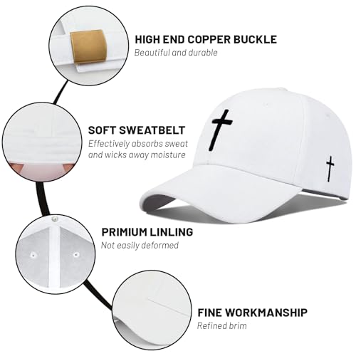 3D Embroidered Christian Hat for Men & Women, Jesus Faith Cross Hat, Religious Gifts for Christians Clothes - color: Cross-white